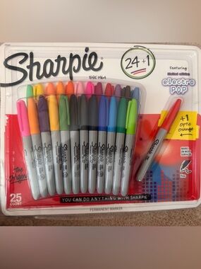 Sharpie Electro Pop 25-Count Fine Point Permanent Markers - Multicolor